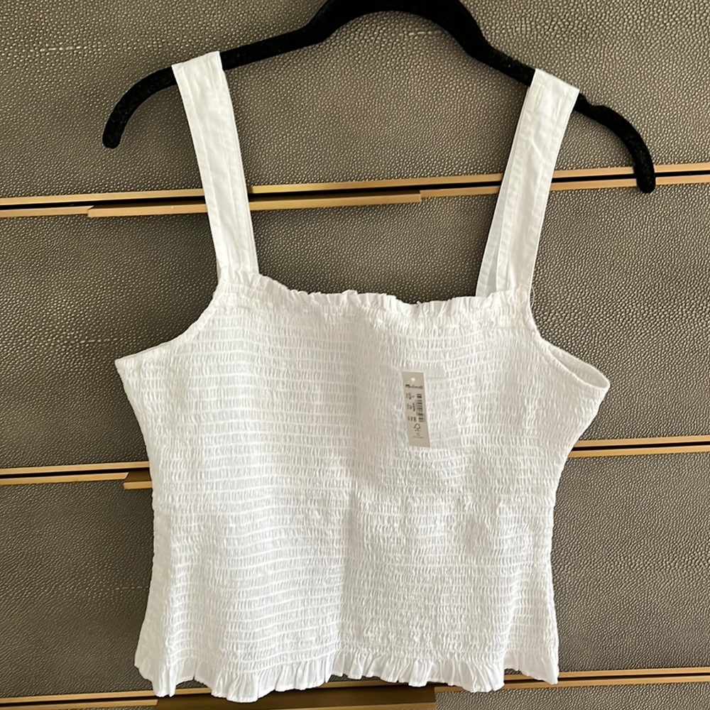 NWT Madewell Smocked White Tank Top S